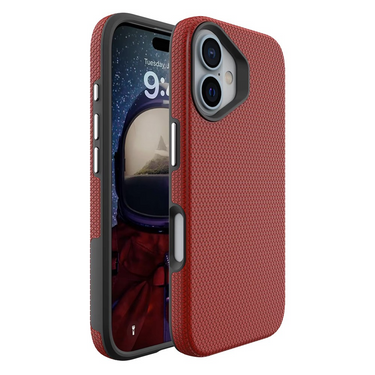 iPhone 16 Rugged Shockproof Case Cover: MagSafe Compatible, High-Quality, Fingerprint-Resistant, Hard Protection - Red